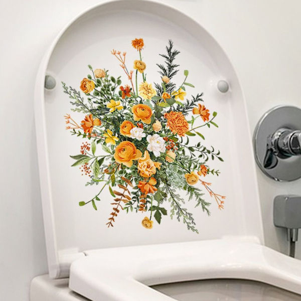 4 STK Badeværelse Toilet Sticker Blomster Decals Wall Sticker 4PCS