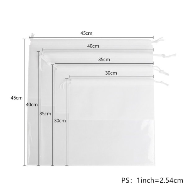 10 stk Snøring Oppbevaringsposer Oppbevaringsposer HVIT 45X45CM white 45x45cm-45x45cm