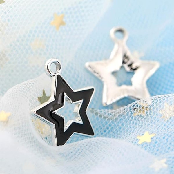 100 STK Hollow Star Emalje Charms Mini Star anheng smykker