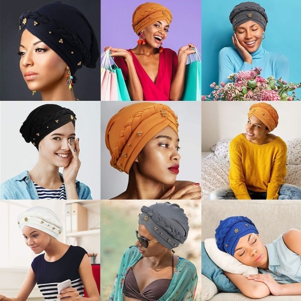 Kvinder Turban Cap Beaded Tørklæde KAFFE coffee