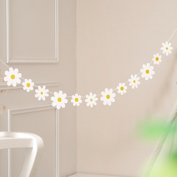 2 stk Daisy Banner Gratulerer med dagen Sign Flower Banner Yellow 2pcs-2pcs