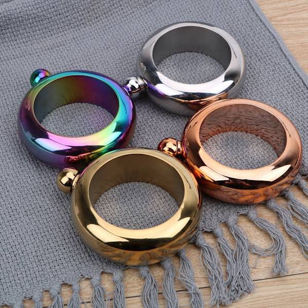 3,5 oz armbånd vinflaske armring hoftekolbe GYLDT golden
