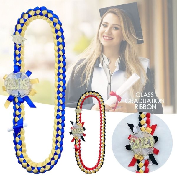 Graduation Leis Glitter Pins kanssa Luokan valmistumisnauha PUNAINEN Red