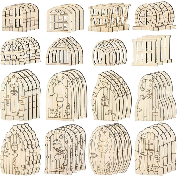 48/64 STK Miniatyr Fairy Door Alf House Gate 1 (64 STK) 1 (64 STK) 1(64pcs)