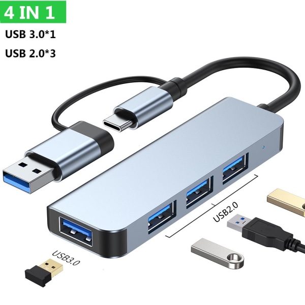 USB C Hub USB 3.0 Type-C Splitter Multiport Dock Station 4 IN 1 4 IN 1