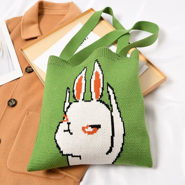 Knit Handbag Kangaskassi VIHREÄ green