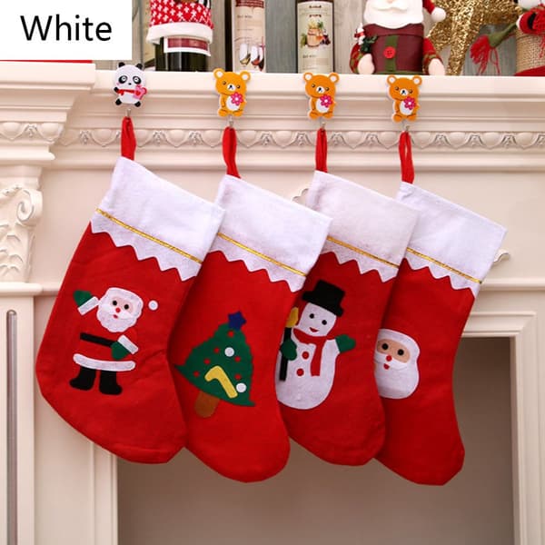 4 st Julstrumpa Dekoration Socka VIT white