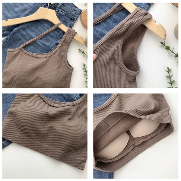 Dam Tank Sexiga Underkläder Crop Top KHAKI khaki