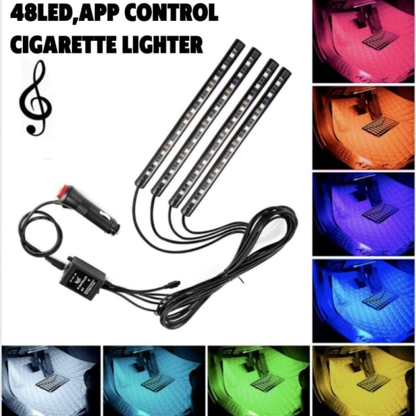 Neon Light Foot Strip Light Kit 48LED FJERNKONTROLL USB 48LED FJERNKONTROLL 48LED Remote USB