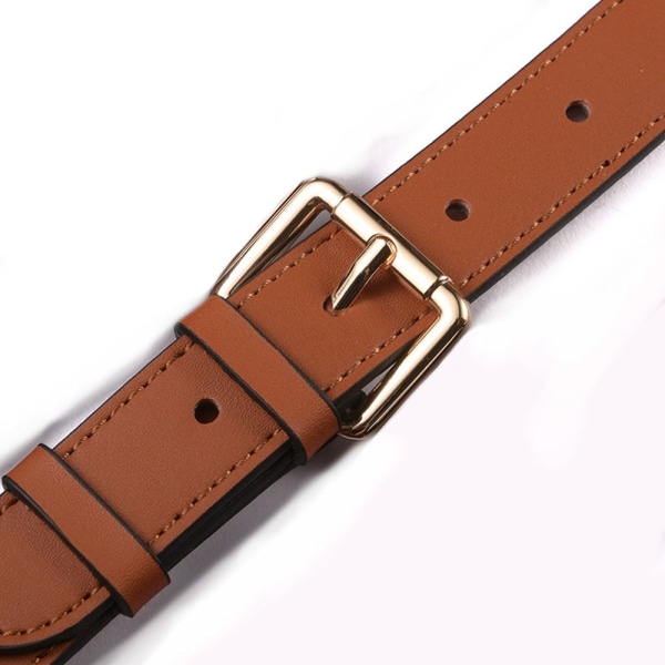 Handväska med rem i äkta läder Bälten MÖRKBRUNT&GULD dark brown&gold