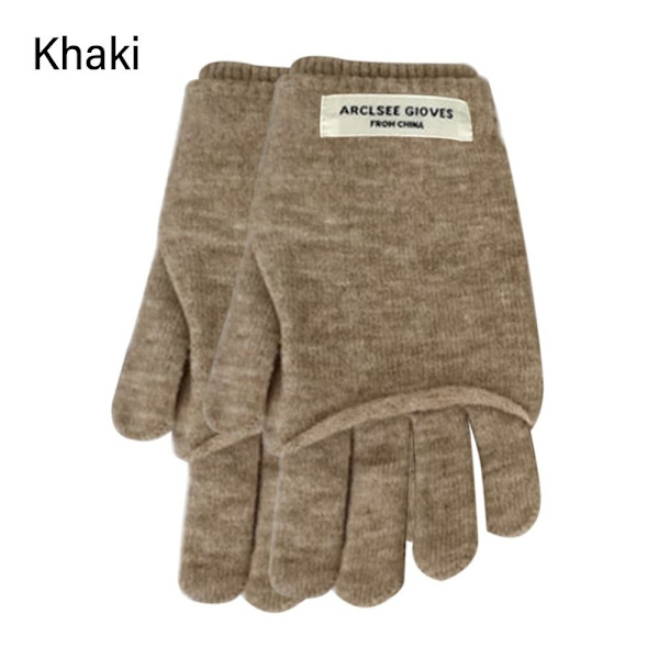Stickade handskar Handledshandskar KHAKI khaki