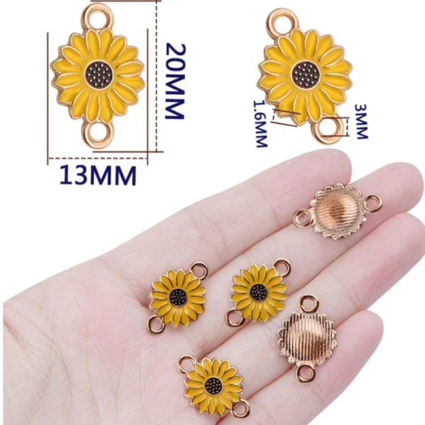 10 stk Emalje Charms Flower Charms Floral Anheng