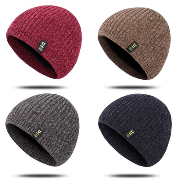 Menns vinter strikke luer Beanies Cap SVART black