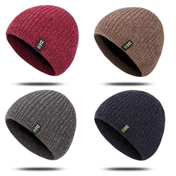 Vinterstickade mössor för män Beanies Cap GRÅ grey