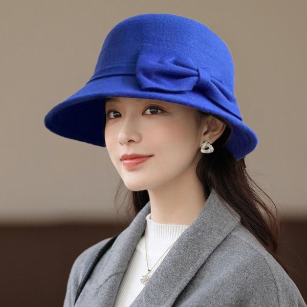 Kvinder Vintage Retro Hat Efterår Vinter Varm Hat NAVY BLÅ Navy Blue
