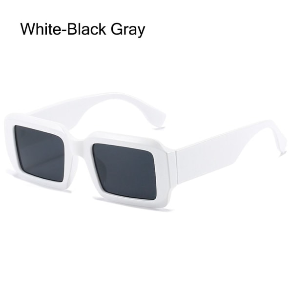Rektangulære solbriller for kvinner Solbriller HVIT-SORT GRÅ White-Black Gray