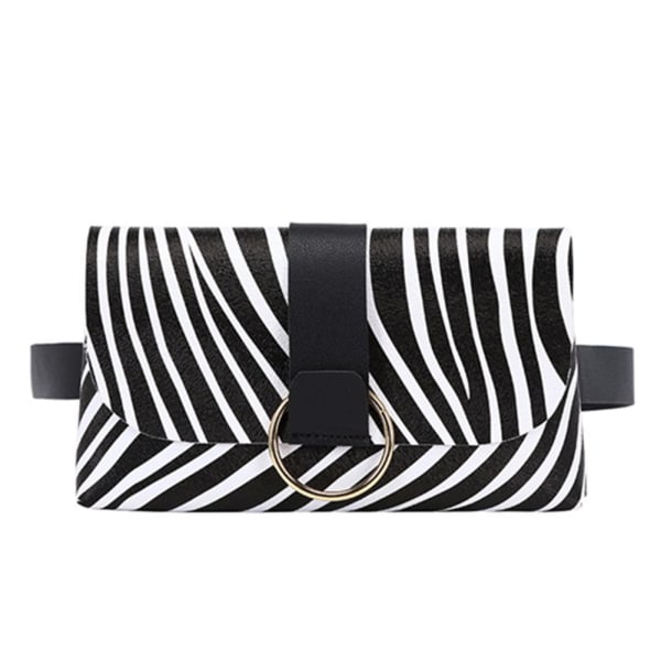 Damväska med bälte, läder, ficka, ZEBRA-MÖNSTER - SVART Zebra Pattern-Black