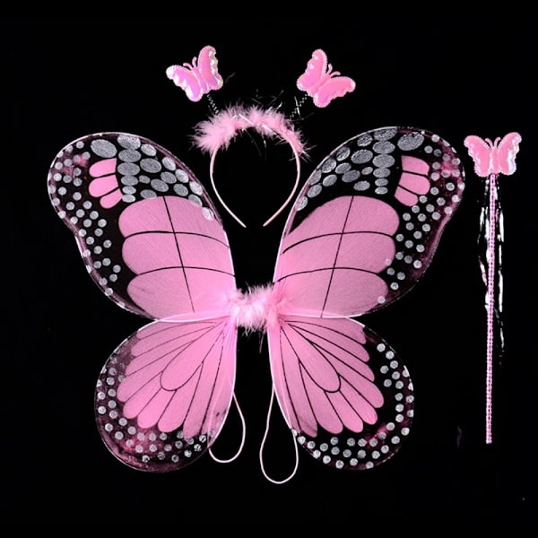 Lasten pukurekvisiitta Butterfly Wings -setit PINK 3 KPL/ SET 3 Pink 3 pcs/set-3 pcs/set