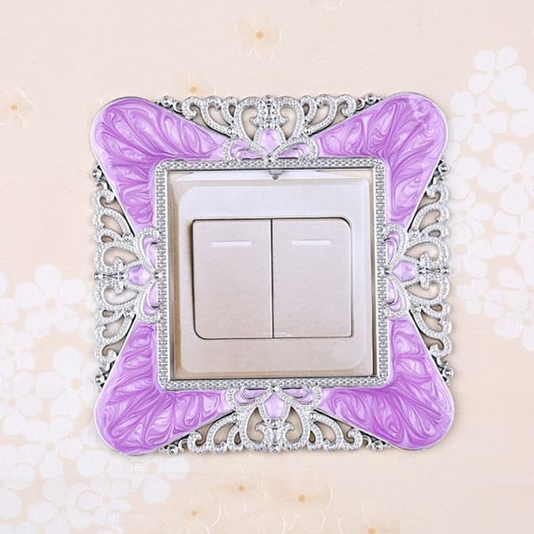 Enkelt lyskontakt Dæksel Socket Surround Frame LILLA&SØLV purple&silver