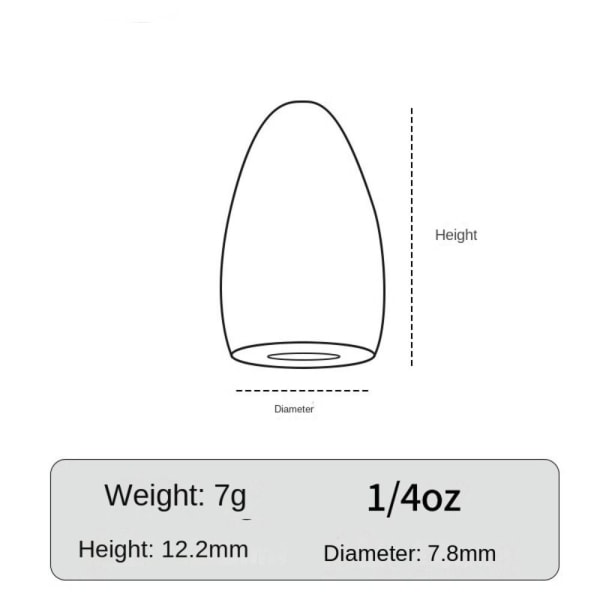 1/2/3/4/5 stk Fiske Tungsten fallsynke 7G-2PCS 7G-2STK 7g-2pcs