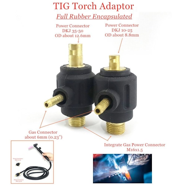 TIG-brenneradapter Integrert gassstrømkontakt DKJ10-25 DKJ10-25