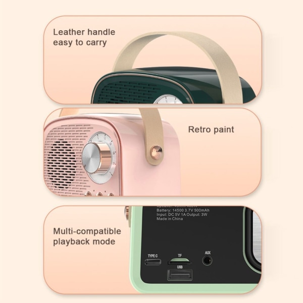 Mini Radio Bluetooth Højttaler GRØN Green