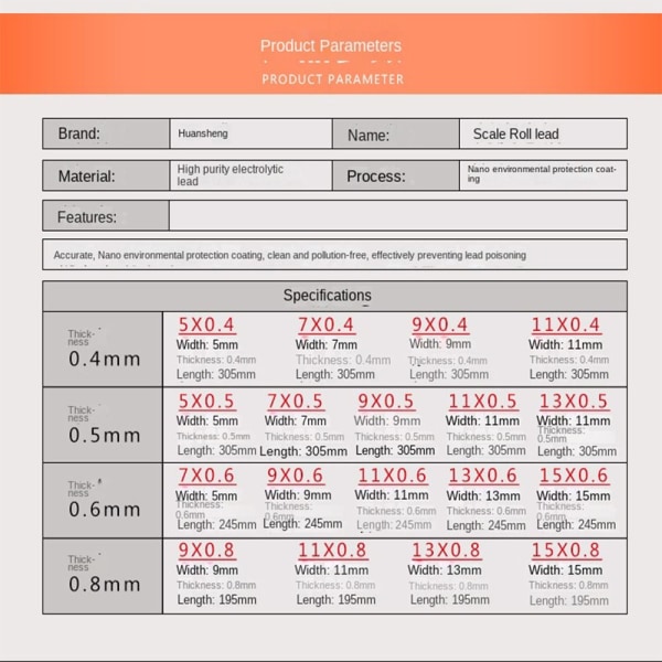 Blysinker Fiske Blyblad 15MMX0.5 15MMX0.5 15mmX0.5