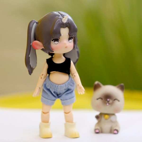 Mini Linne Doll T-shirt i bomull GRÅ Grey