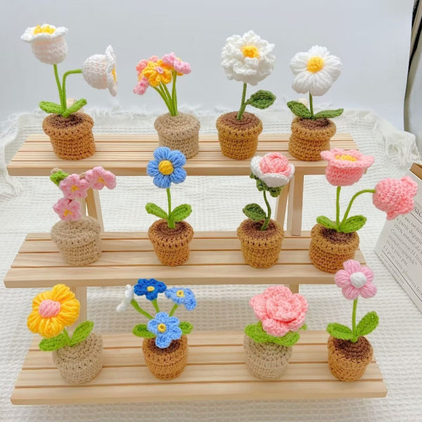 Kunstige blomster Håndstrikket blomst E E E