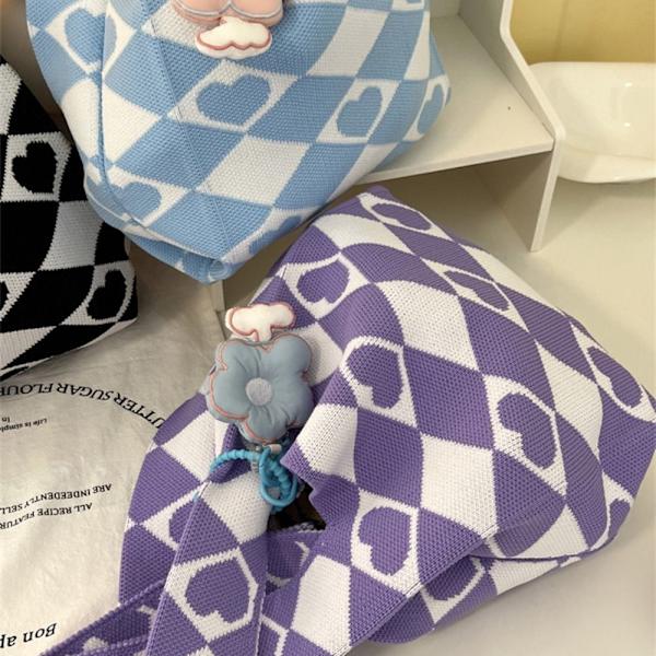 Stickad handväska Knot handledsväska BLÅ blue