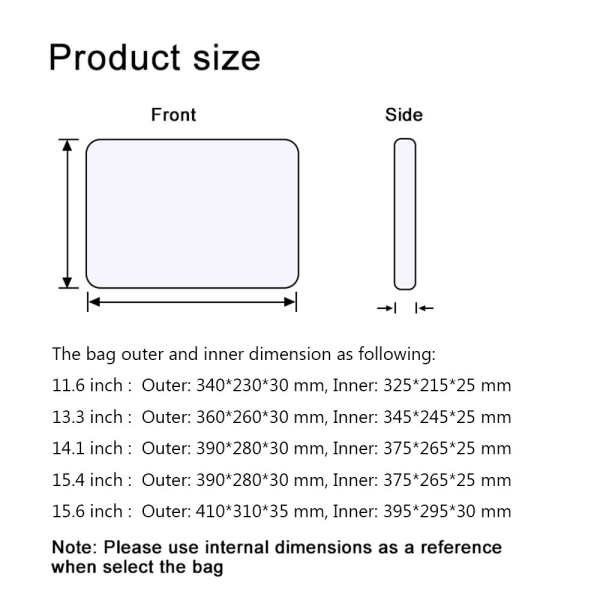 11-15,6 tommers Veskehylse Bærbar PC MØRKEGRÅ 15,4 TOMM Dark Grey 15.4 inch