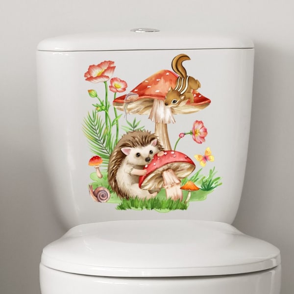 Toalettklistremerke med blomsterdekaler 1 1 1