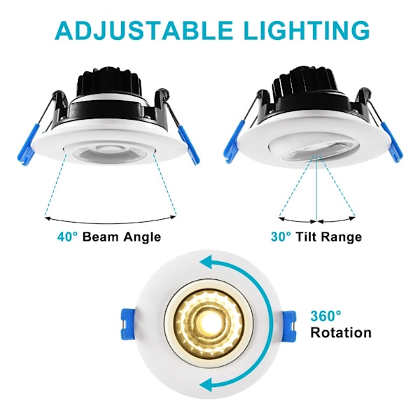 9W Suihkuvalot Himmennettävät LED-alasvalot Universal alasvalot