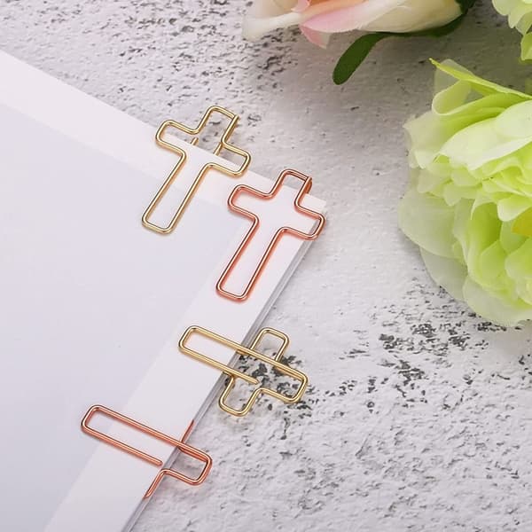100stk Kryssformede papirklips Kristne binders GULL Gold