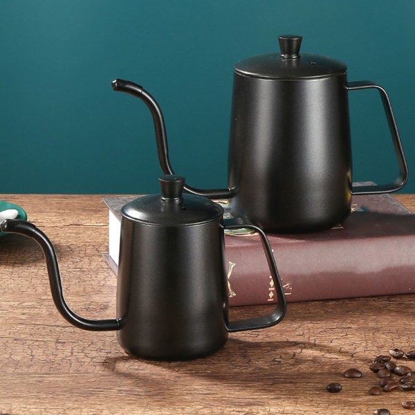 12/20oz Häll över kaffekokare Svart rostfritt stål 12oz