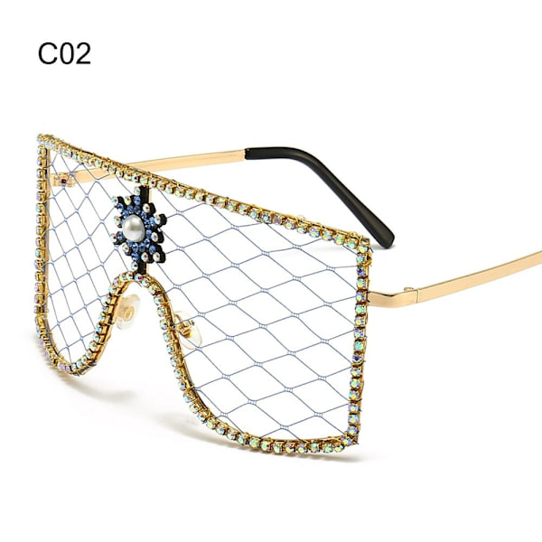 Rhinestone Mesh Glasses Y2K Solbriller C02 C02 C02