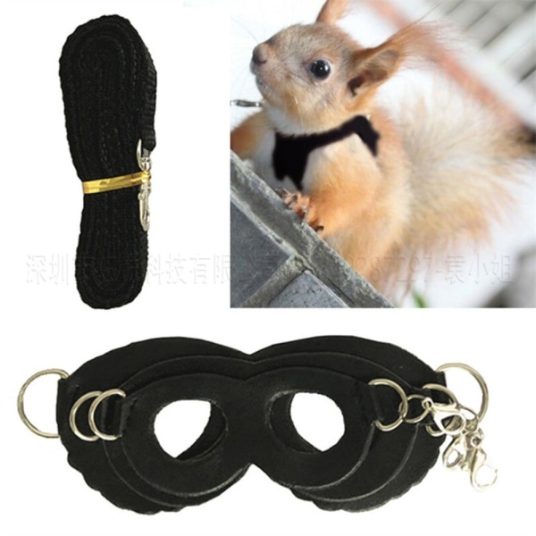 3st Hamster Bröstband Squirrel Leash Dragrep SVART Black