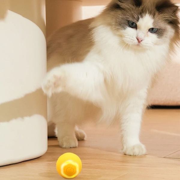 Smart Interactive Cat Ball Elektrisk kattleksak GUL Yellow
