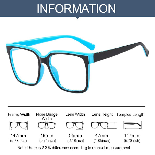 Anti-Blue Light Glasses Square Glasögon BLÅ Blue