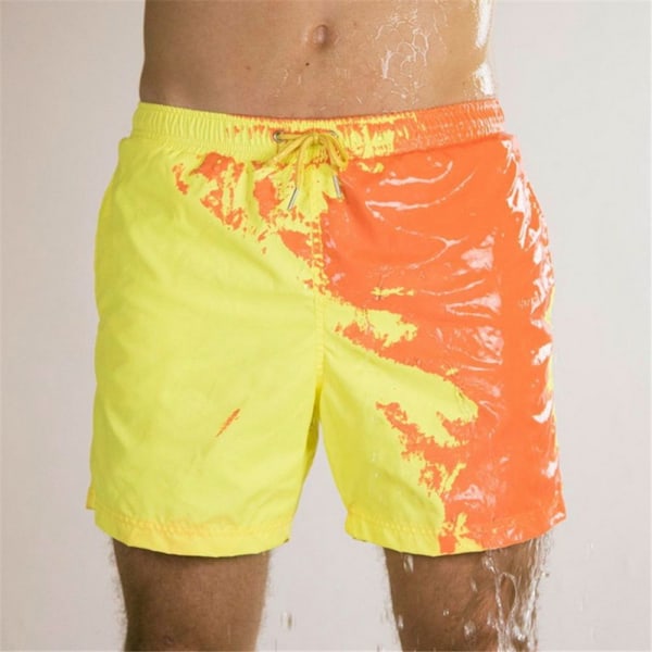 Badebukse strandbukse fargeskiftende shorts yellow&orange XXL