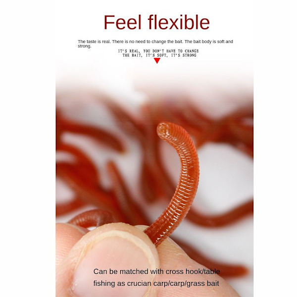 100st Worm Red Baits Fiskedrag 3.8CM-100ST 3.8CM-100ST 3.8cm-100pcs