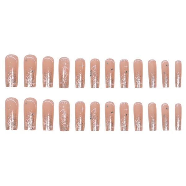 Fake Nails Long French Ballerina