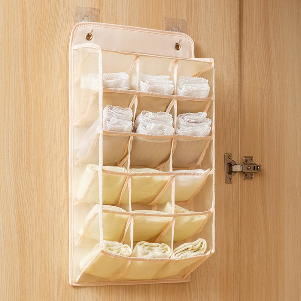 Riippuva Organizer Alusvaatteiden säilytyslaukku BEIGE SUKKILLE beige for socks panty-for socks panty