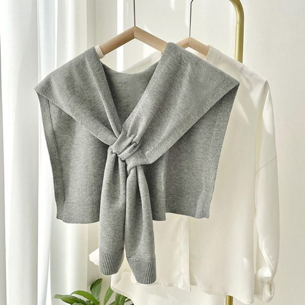 Stickad Sjal Cross Sjal GRÅ grey