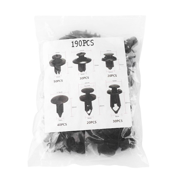 Auton kiinnitysruuvit muoviset 190Pcs