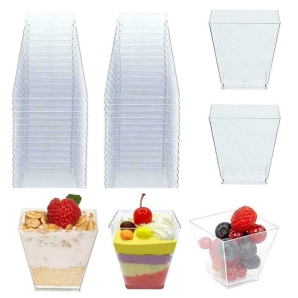 Klare plastik Dessertglaskopper 100pcs