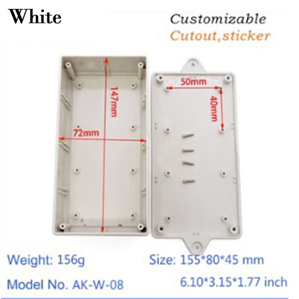 Elektronisk Project Box Vandtæt Cover Project WHITE White 155x80x45mm
