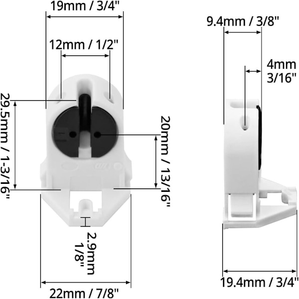 40 Pack T5 lampeholder Miniatyr roterende låsing