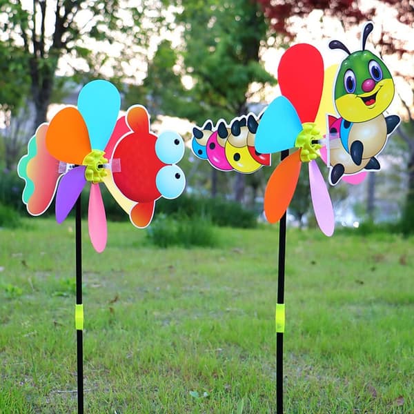 Fargerike dyr Vindmøller Layout Pinwheels Leker Plast Vind