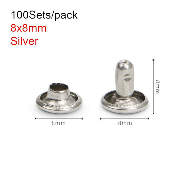 100 sett dekornaglestiftspiker SØLV 8X8MM 8X8MM silver 8x8mm-8x8mm
